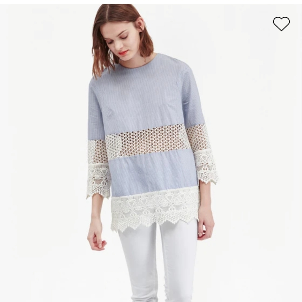 French Connection size S Kyra cotton lace crochet tunic - Picture 1 of 10